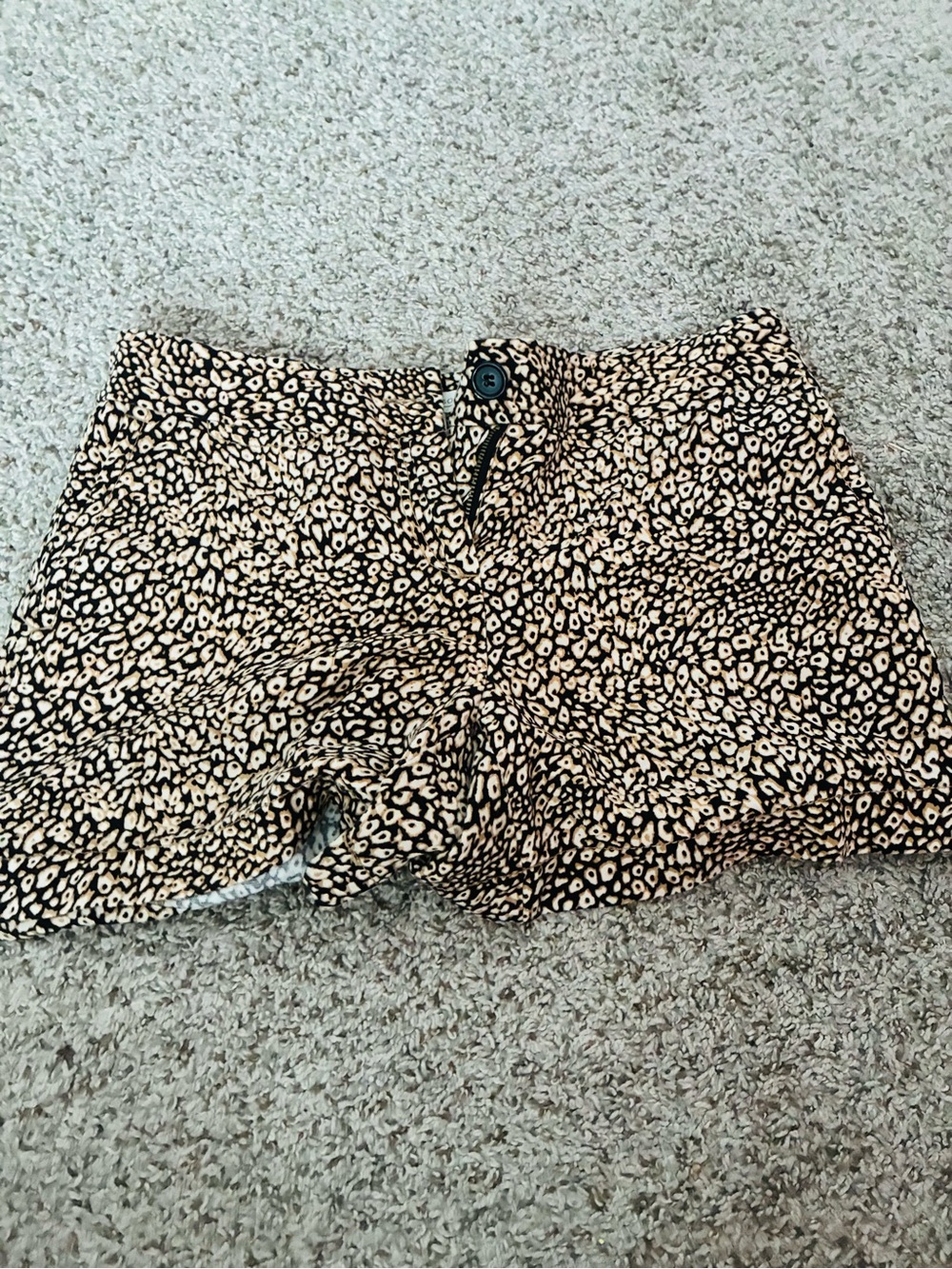 Madison Black and Cream Leopard High-Waist Shorts